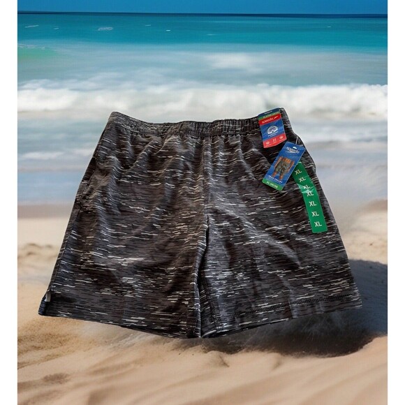 Speedo Tech Volley Swim Short Trunks UPF 50+ Comfort Liner Black/Grey Men XL NWT - Picture 1 of 16